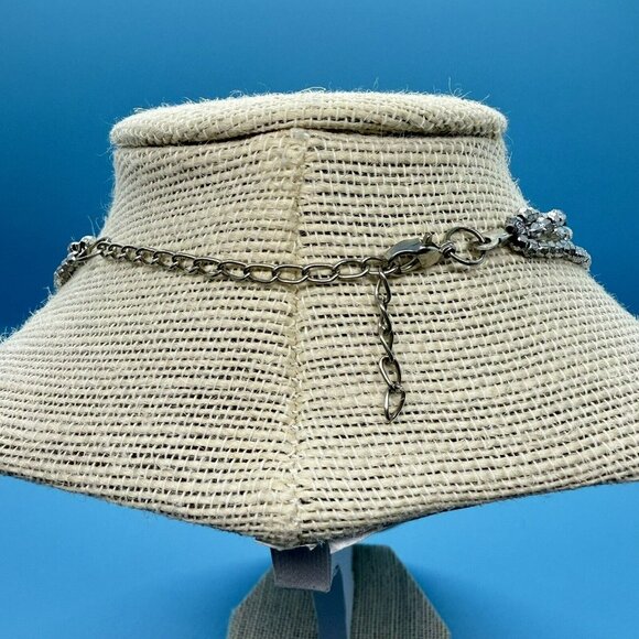 GORGEOUS Blue Brown Silver Beaded Multi Strand Vintage Necklace 16” Statement - Picture 3 of 3